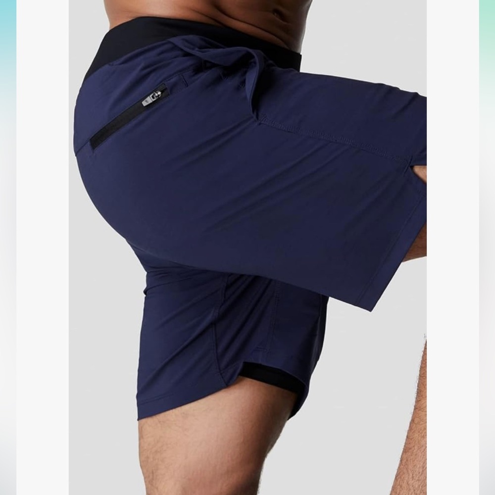 Fabletics Men's Navy and Black Shorts